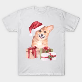 Christmas corgi art. T-Shirt